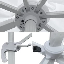 Happy Garden Parasols Parasol Déporté Carré 3x3m Aluminium Toile Blanc Avec Housse -Tapis extérieur Soldes parasol deporte carre 3x3m aluminium toile blanc avec housse 3