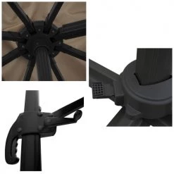 Happy Garden Parasols Parasol Déporté Carré 3x3m Aluminium Toile Taupe Avec Housse -Tapis extérieur Soldes parasol deporte carre 3x3m aluminium toile taupe avec housse 2