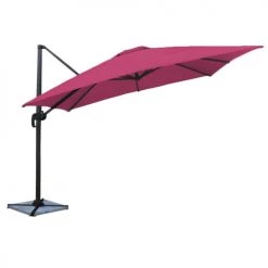 Happy Garden Parasols Parasol Déporté Carré 3x3m En Aluminium Et Toile Fuchsia