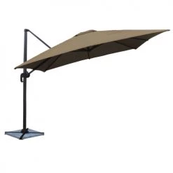 Happy Garden Parasols Parasol Déporté Carré 3x3m En Aluminium Et Toile Taupe