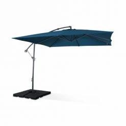 Alice's Garden Parasols Parasol Déporté Carré 3x3m Hardelot Bleu Canard -Tapis extérieur Soldes parasol deporte carre 3x3m hardelot bleu canard 2