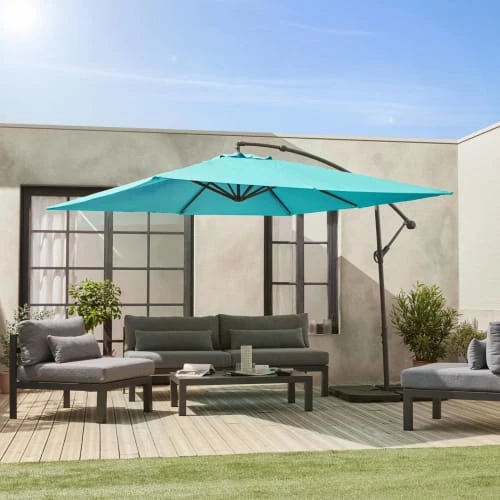 Alice's Garden Parasols Parasol Déporté Carré 3x3m Hardelot Turquoise 4 Alice's Garden Parasols Parasol Déporté Carré 3x3m Hardelot Turquoise – Image 2