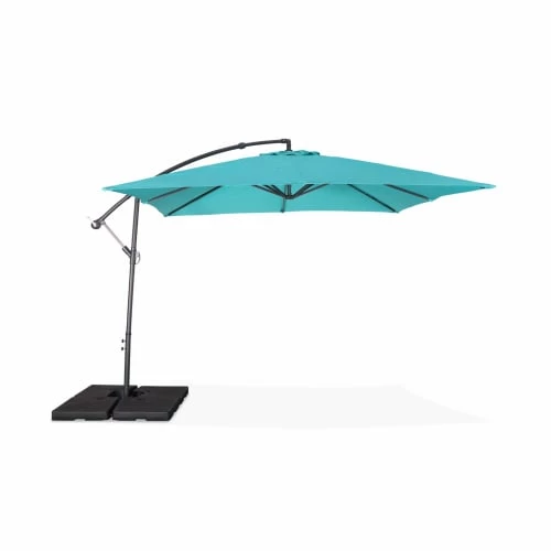 Alice's Garden Parasols Parasol Déporté Carré 3x3m Hardelot Turquoise 3 Alice's Garden Parasols Parasol Déporté Carré 3x3m Hardelot Turquoise