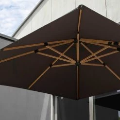 Oviala Parasols Parasol Déporté Carré Effet Bois Anthracite -Tapis extérieur Soldes parasol deporte carre effet bois anthracite 4