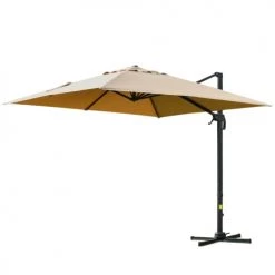 Outsunny Parasols Parasol Déporté Carré Inclinable Pivotant 360° Beige
