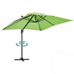 Oviala Parasols Parasol Déporté En Aluminium Vert -Tapis extérieur Soldes parasol deporte en aluminium vert 4