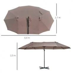 Outsunny Parasols Parasol Déporté Grande Taille Inclinable Marron 10 Outsunny Parasols Parasol Déporté Grande Taille Inclinable Marron -Tapis extérieur Soldes parasol deporte grande taille inclinable marron 2