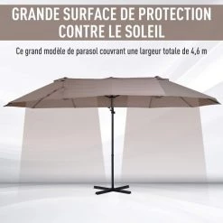 Outsunny Parasols Parasol Déporté Grande Taille Inclinable Marron 12 Outsunny Parasols Parasol Déporté Grande Taille Inclinable Marron -Tapis extérieur Soldes parasol deporte grande taille inclinable marron 4