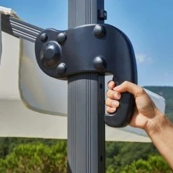 Kerama Parasols Parasol Déporté Inclinable Blanc D3m -Tapis extérieur Soldes parasol deporte inclinable blanc d3m 2