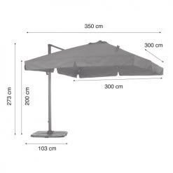 Kerama Parasols Parasol Déporté Inclinable Gris Anthracite D3m -Tapis extérieur Soldes parasol deporte inclinable gris anthracite d3m 3