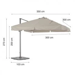 Kerama Parasols Parasol Déporté Inclinable Marron D3m -Tapis extérieur Soldes parasol deporte inclinable marron d3m 3