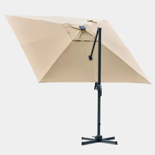 Outsunny Parasols Parasol Déporté LED Carré Inclinable Pivotant 360° Beige 6 Outsunny Parasols Parasol Déporté LED Carré Inclinable Pivotant 360° Beige – Image 4