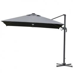 Outsunny Parasols Parasol Déporté LED Carré Inclinable Pivotant 360° Gris
