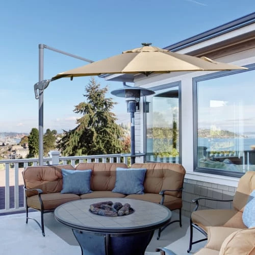 Outsunny Parasols Parasol Déporté LED Octogonal Inclinable Pivotant 360° Beige 4 Outsunny Parasols Parasol Déporté LED Octogonal Inclinable Pivotant 360° Beige – Image 2