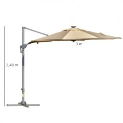 Outsunny Parasols Parasol Déporté LED Octogonal Inclinable Pivotant 360° Beige 10 Outsunny Parasols Parasol Déporté LED Octogonal Inclinable Pivotant 360° Beige -Tapis extérieur Soldes parasol deporte led octogonal inclinable pivotant 3600 beige 2