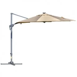 Tapis extérieur Soldes 6 Outsunny Parasols Parasol Déporté LED Octogonal Inclinable Pivotant 360° Beige