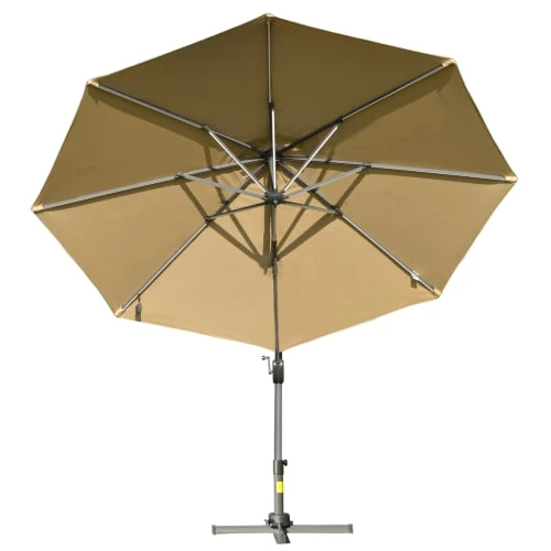 Outsunny Parasols Parasol Déporté LED Octogonal Inclinable Pivotant 360° Beige 6 Outsunny Parasols Parasol Déporté LED Octogonal Inclinable Pivotant 360° Beige – Image 4