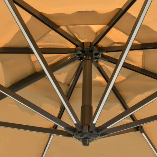 Outsunny Parasols Parasol Déporté LED Octogonal Inclinable Pivotant 360° Beige 8 Outsunny Parasols Parasol Déporté LED Octogonal Inclinable Pivotant 360° Beige – Image 6