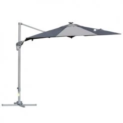 Outsunny Parasols Parasol Déporté LED Octogonal Inclinable Pivotant 360° Gris