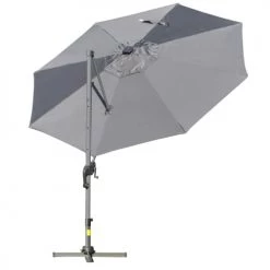 Outsunny Parasols Parasol Déporté LED Octogonal Inclinable Pivotant 360° Gris -Tapis extérieur Soldes parasol deporte led octogonal inclinable pivotant 3600 gris 4