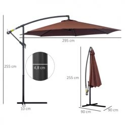 Outsunny Parasols Parasol Déporté Octogonal Chocolat -Tapis extérieur Soldes parasol deporte octogonal chocolat 2