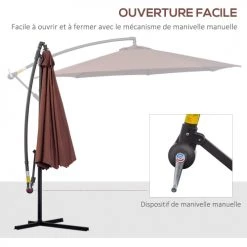 Outsunny Parasols Parasol Déporté Octogonal Chocolat -Tapis extérieur Soldes parasol deporte octogonal chocolat 4