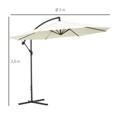 Outsunny Parasols Parasol Déporté Octogonal Crème 5 Outsunny Parasols Parasol Déporté Octogonal Crème – Image 3
