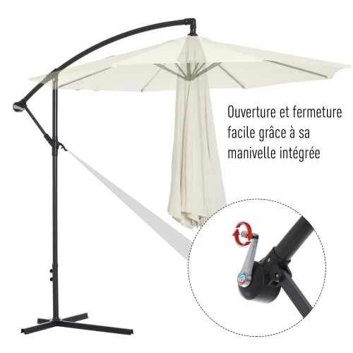 Outsunny Parasols Parasol Déporté Octogonal Crème 7 Outsunny Parasols Parasol Déporté Octogonal Crème – Image 5
