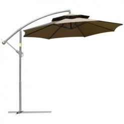 Outsunny Parasols Parasol Déporté Octogonal Inclinable Acier époxy Polyester Marron
