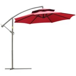 Outsunny Parasols Parasol Déporté Octogonal Inclinable Acier époxy Polyester Rouge -Tapis extérieur Soldes parasol deporte octogonal inclinable acier epoxy polyester rouge 4