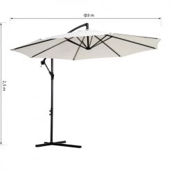 Outsunny Parasols Parasol Déporté Octogonal Inclinable Crème -Tapis extérieur Soldes parasol deporte octogonal inclinable creme 2