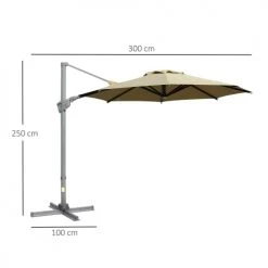 Outsunny Parasols Parasol Déporté Octogonal Inclinable Pivotant 360° Polyester Kaki -Tapis extérieur Soldes parasol deporte octogonal inclinable pivotant 3600 polyester kaki 2