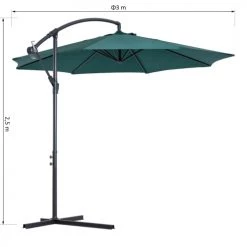 Outsunny Parasols Parasol Déporté Octogonal Inclinable Vert -Tapis extérieur Soldes parasol deporte octogonal inclinable vert 2