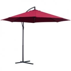 Outsunny Parasols Parasol Déporté Octogonal Rouge -Tapis extérieur Soldes parasol deporte octogonal rouge 3