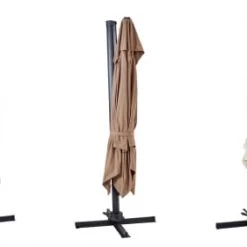 Oviala Parasols Parasol Déporté Rectangle En Aluminium Taupe -Tapis extérieur Soldes parasol deporte rectangle en aluminium taupe 1