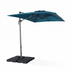 Alice's Garden Parasols Parasol Déporté Rectangulaire 2x3m Bleu Canard -Tapis extérieur Soldes parasol deporte rectangulaire 2x3m bleu canard 3