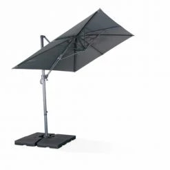 Alice's Garden Parasols Parasol Déporté Rectangulaire 2x3m Gris 10 Alice's Garden Parasols Parasol Déporté Rectangulaire 2x3m Gris -Tapis extérieur Soldes parasol deporte rectangulaire 2x3m gris 2