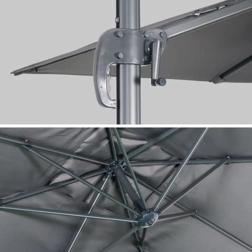 Alice's Garden Parasols Parasol Déporté Rectangulaire 2x3m Gris 7 Alice's Garden Parasols Parasol Déporté Rectangulaire 2x3m Gris – Image 5