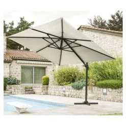 Ozalide Parasols Parasol Déporté Rectangulaire 4x3 M En Aluminium Lin -Tapis extérieur Soldes parasol deporte rectangulaire 4x3 m en aluminium lin 1