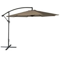 Happy Garden Parasols Parasol Déporté Rond 3,50m En Acier Et Toile Rouge -Tapis extérieur Soldes parasol deporte rond 3 50m en acier et toile taupe 5