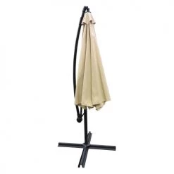 Happy Garden Parasols Parasol Déporté Rond 3,50m En Acier Toile Beige Avec Housse -Tapis extérieur Soldes parasol deporte rond 3 50m en acier toile beige avec housse 1