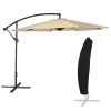 Happy Garden Parasols Parasol Déporté Rond 3,50m En Acier Toile Beige Avec Housse -Tapis extérieur Soldes parasol deporte rond 3 50m en acier toile beige avec housse