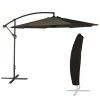 Happy Garden Parasols Parasol Déporté Rond 3,50m En Acier Toile Grise Avec Housse -Tapis extérieur Soldes parasol deporte rond 3 50m en acier toile grise avec housse