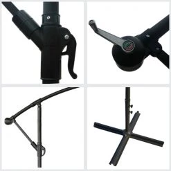 Happy Garden Parasols Parasol Déporté Rond 3,50m En Acier Toile Rouge Avec Housse -Tapis extérieur Soldes parasol deporte rond 3 50m en acier toile rouge avec housse 3