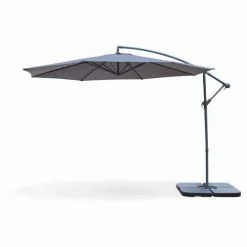 Alice's Garden Parasols Parasol Déporté Rond Hardelot ⌀ 350cm Excentré Gris 8 Baleines
