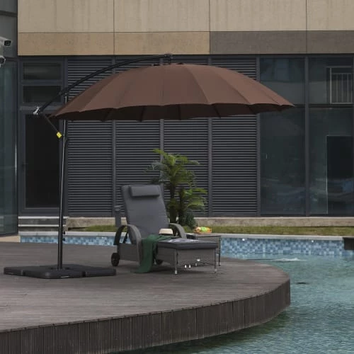Outsunny Parasols Parasol Déporté Rond Inclinable Chocolat 4 Outsunny Parasols Parasol Déporté Rond Inclinable Chocolat – Image 2