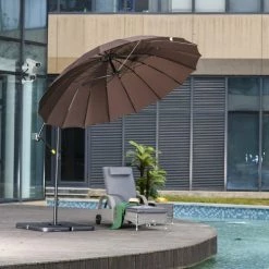 Outsunny Parasols Parasol Déporté Rond Inclinable Chocolat 11 Outsunny Parasols Parasol Déporté Rond Inclinable Chocolat -Tapis extérieur Soldes parasol deporte rond inclinable chocolat 3