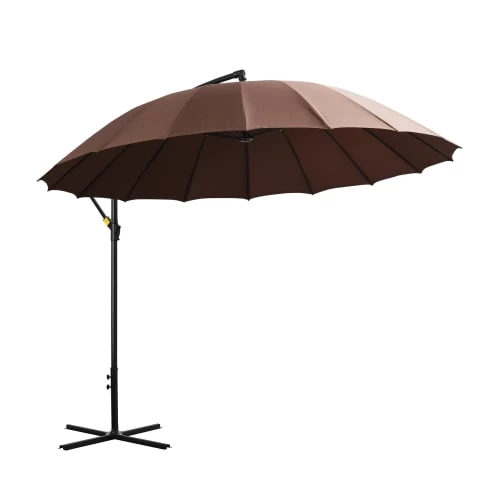 Outsunny Parasols Parasol Déporté Rond Inclinable Chocolat 3 Outsunny Parasols Parasol Déporté Rond Inclinable Chocolat