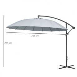Outsunny Parasols Parasol Déporté Rond Inclinable Gris -Tapis extérieur Soldes parasol deporte rond inclinable gris 2
