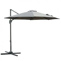 Outsunny Parasols Parasol Déporté Rond Inclinable Rotatif 360° Gris